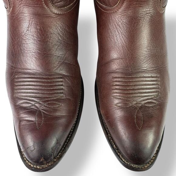Nocona Vintage Western Cowboy Boots Brown Red Leather Mens 11 EE - Extra Wide - Picture 8 of 11